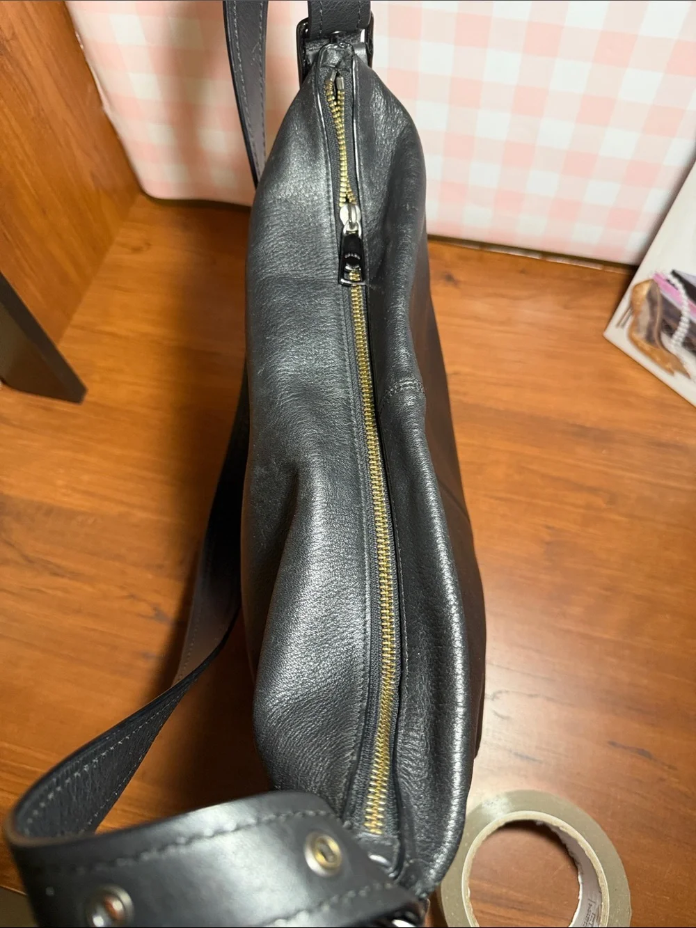 Coach Black Leather Shoulder Hobo Bag